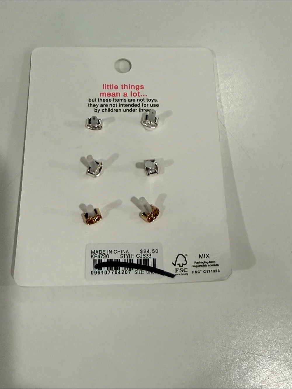 NWT Crew cut Girls' sea critter stud earrings pack-of-three